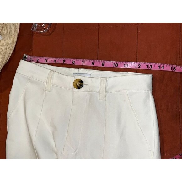 Danielle Bernstein Cream High-Waisted Slim Fit Cotton Pants Women's Size 6 - Picture 6 of 8